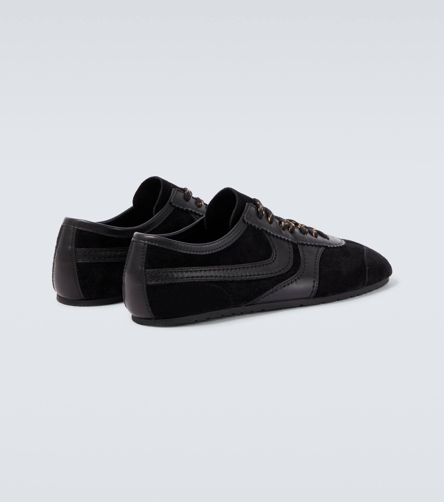 Leather-trimmed suede sneakers - 6