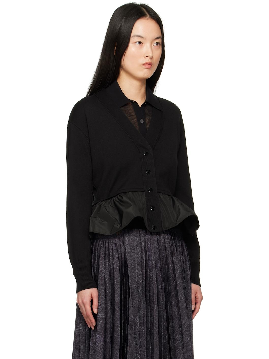 Black Cotton Cashmere & Silk Cardigan - 2