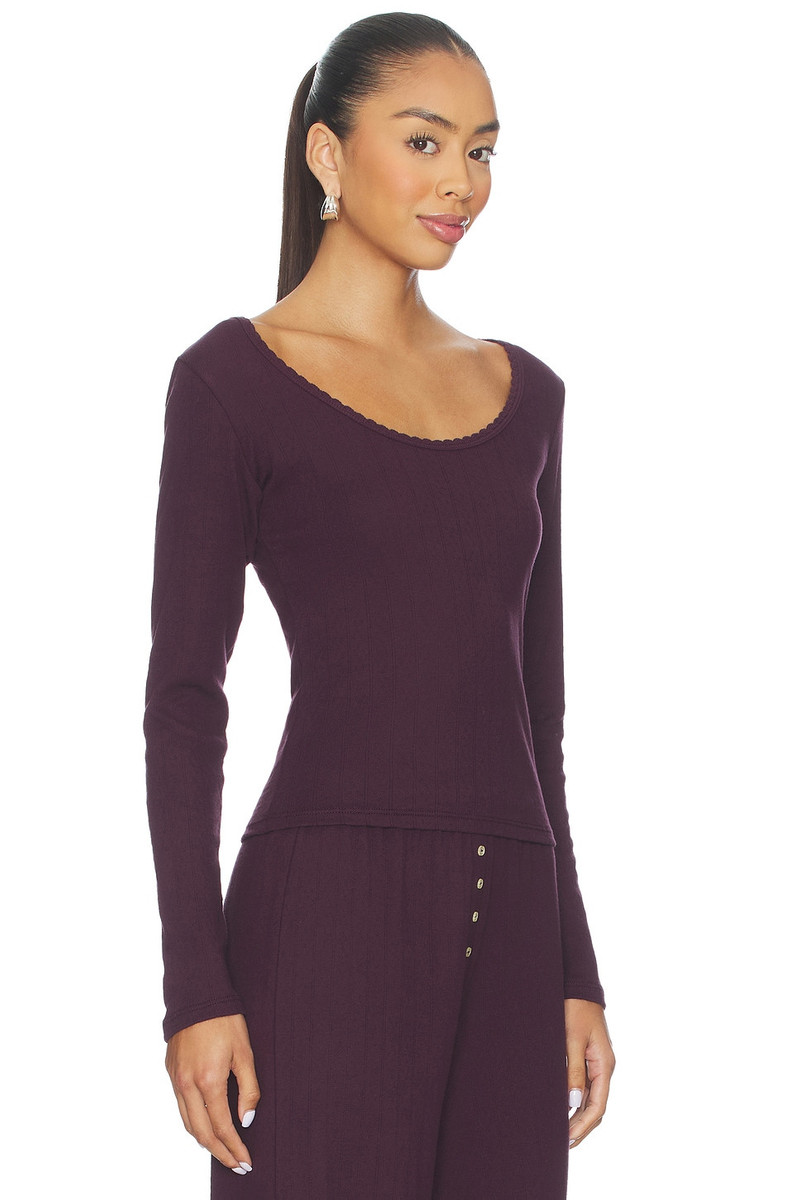 Pointelle Long Sleeve Scoop Neck 2