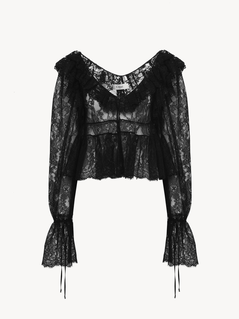 Chloé V-NECK CROPPED TOP IN LACE outlook