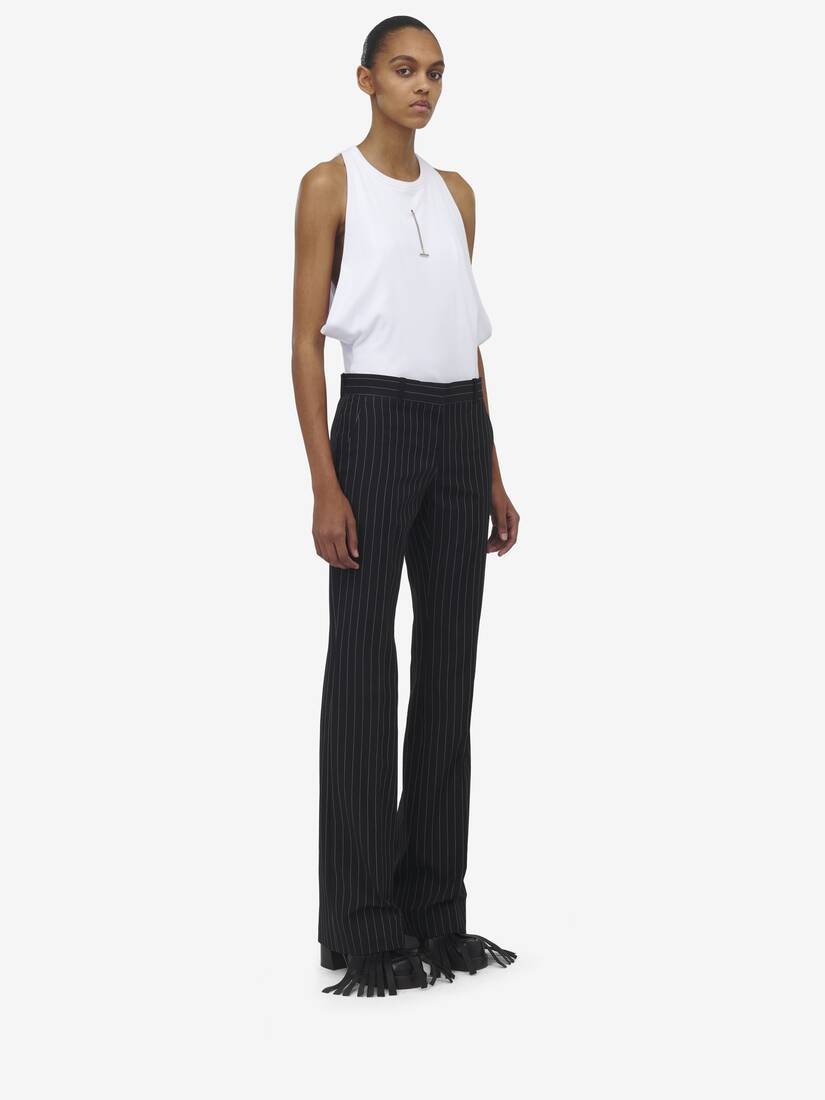 Pinstripe Bootcut Trousers - 3