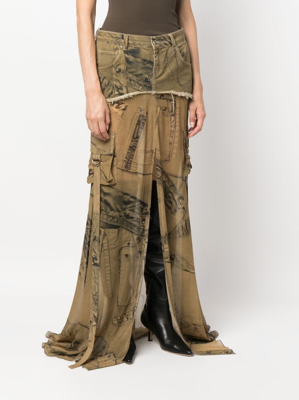 graphic-print layered maxi skirt - 3