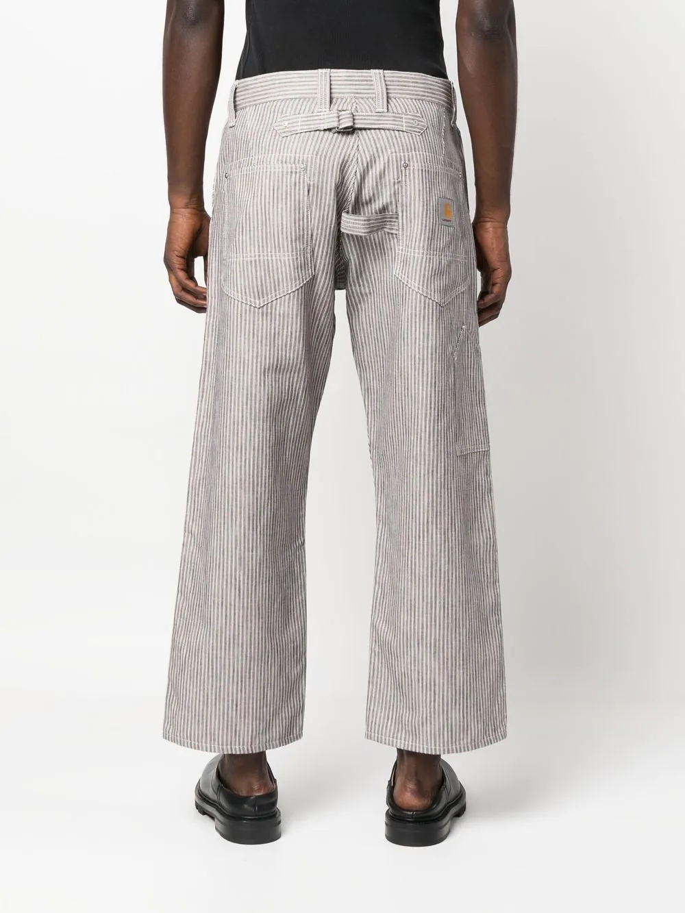 stripe-pattern cropped trousers - 4