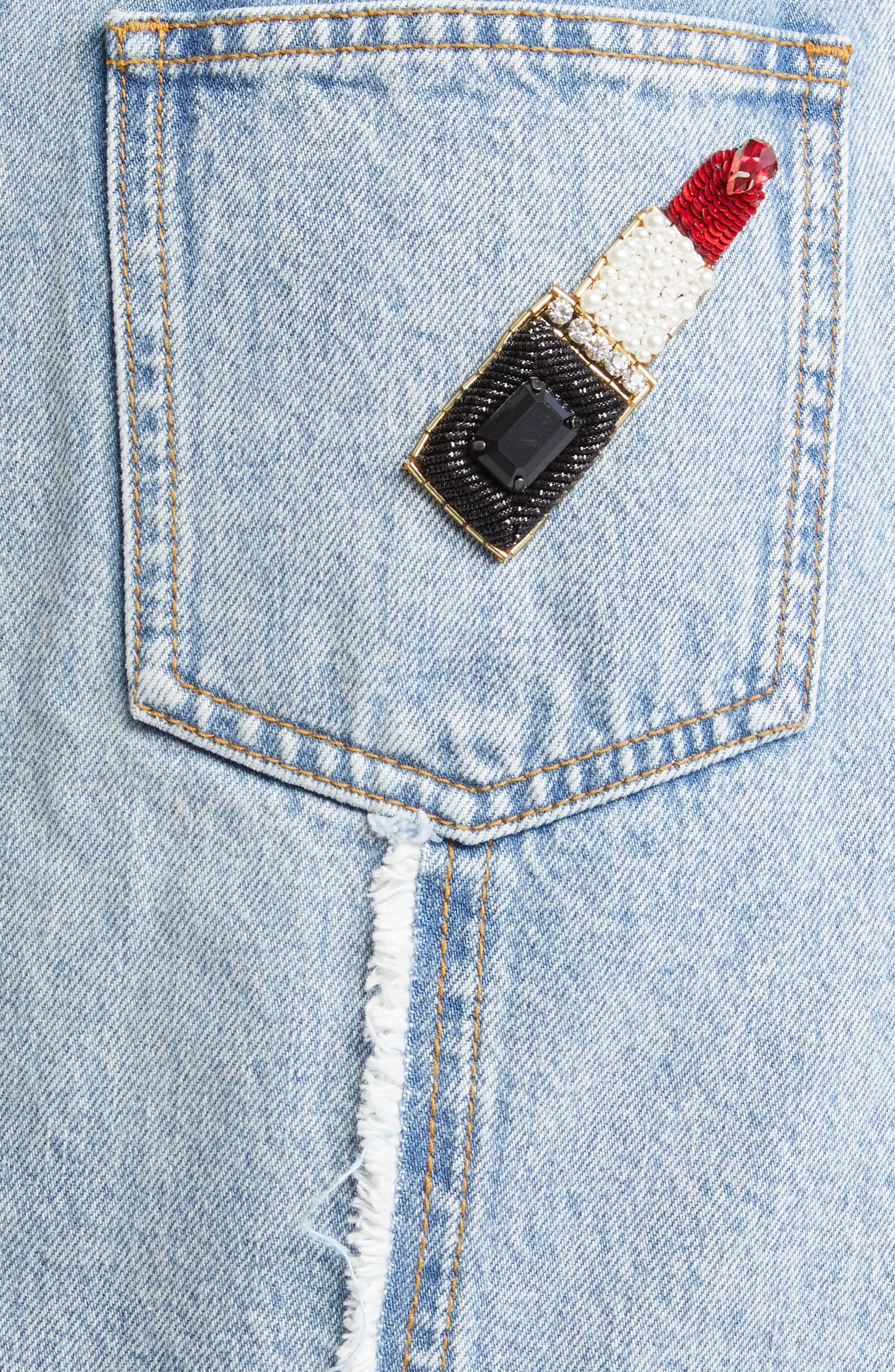 Balmain Asymmetric Raw Hem Denim Miniskirt in Light Blue at Nordstrom - 7
