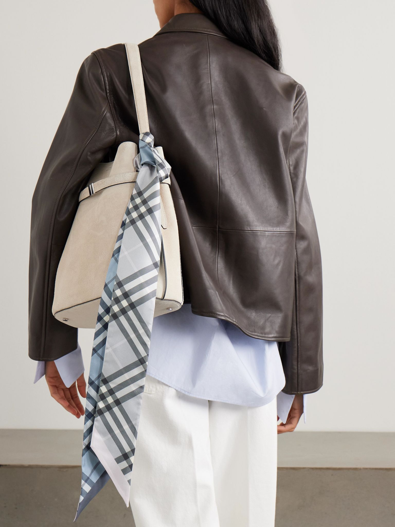 Checked silk scarf Gray - 4
