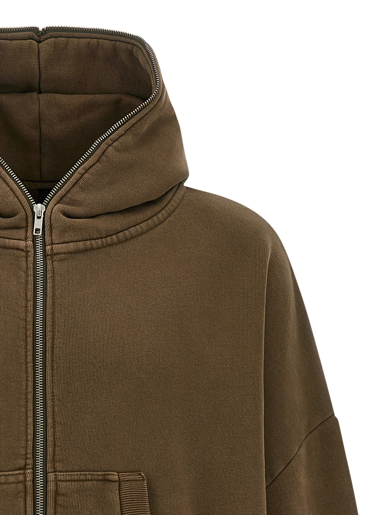 Eternal Zip Washed Sweatshirt Brown - 3
