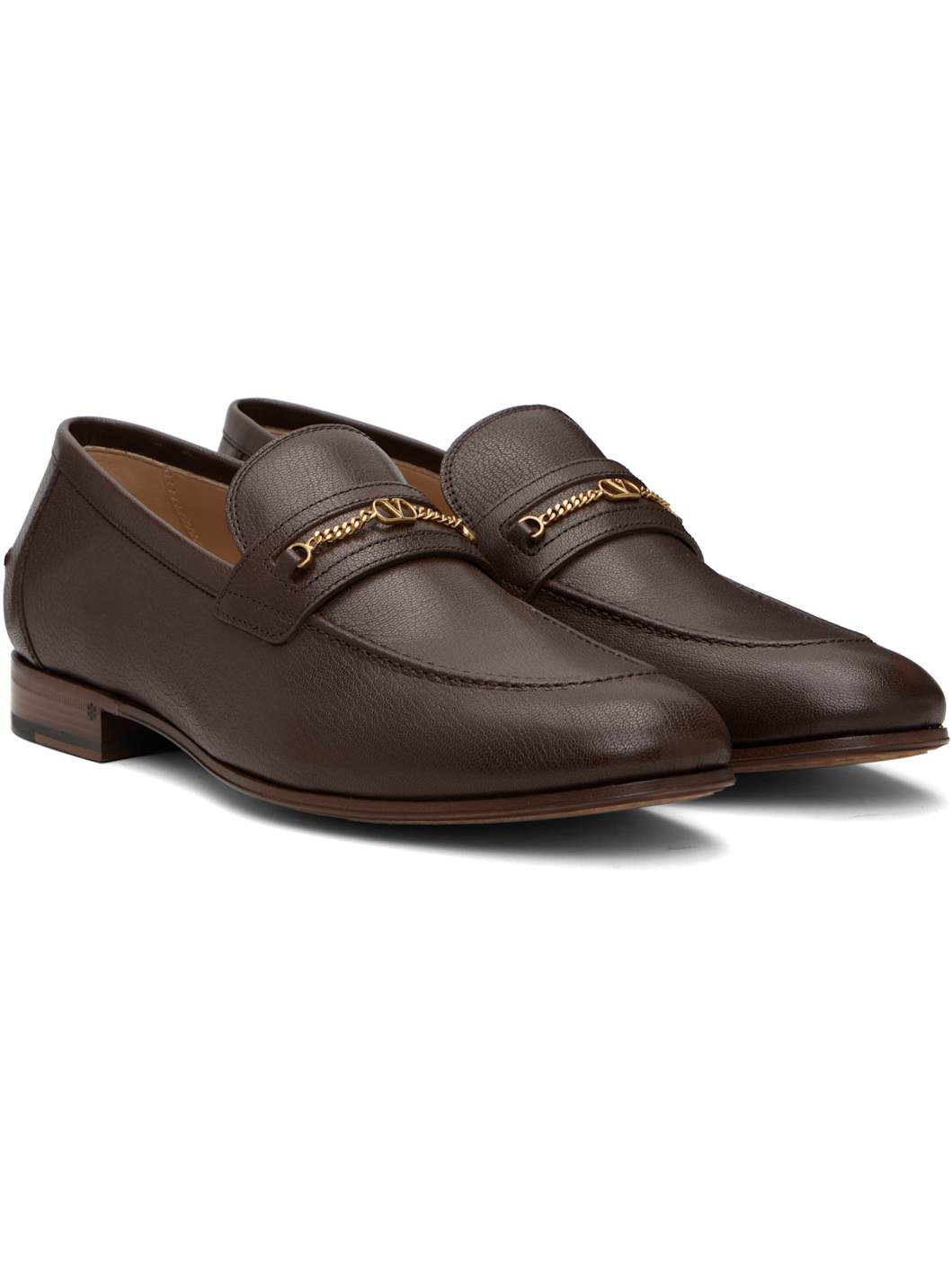 Brown VLogo Signature Kidskin Loafers - 4