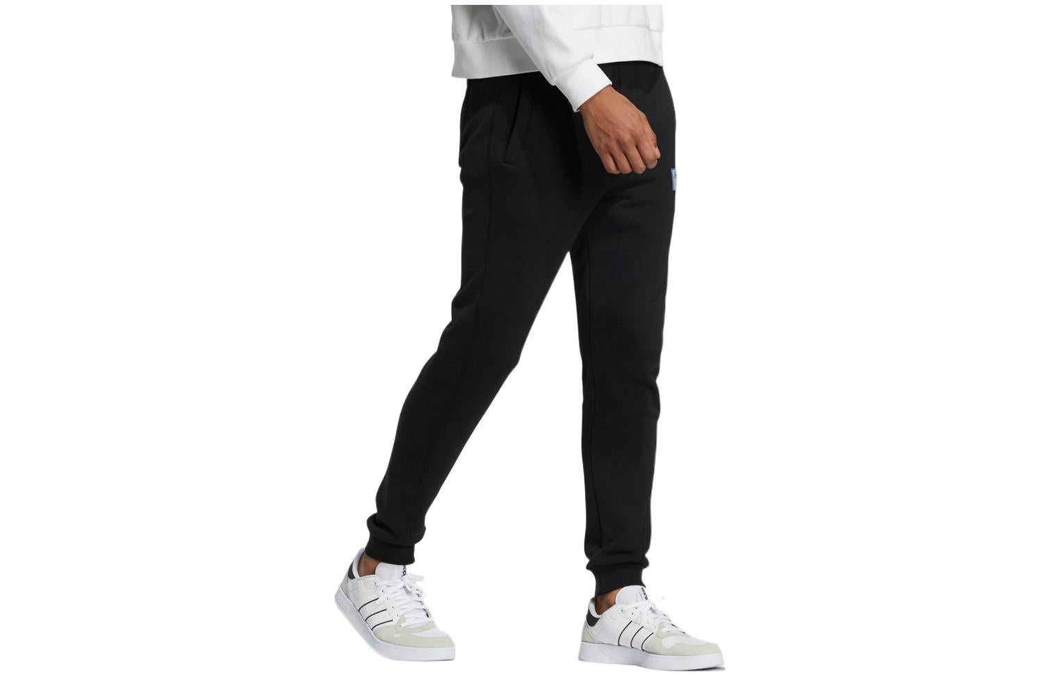 Men's adidas neo Solid Color Sports Casual Joggers/Pants/Trousers Black H45196 - 3