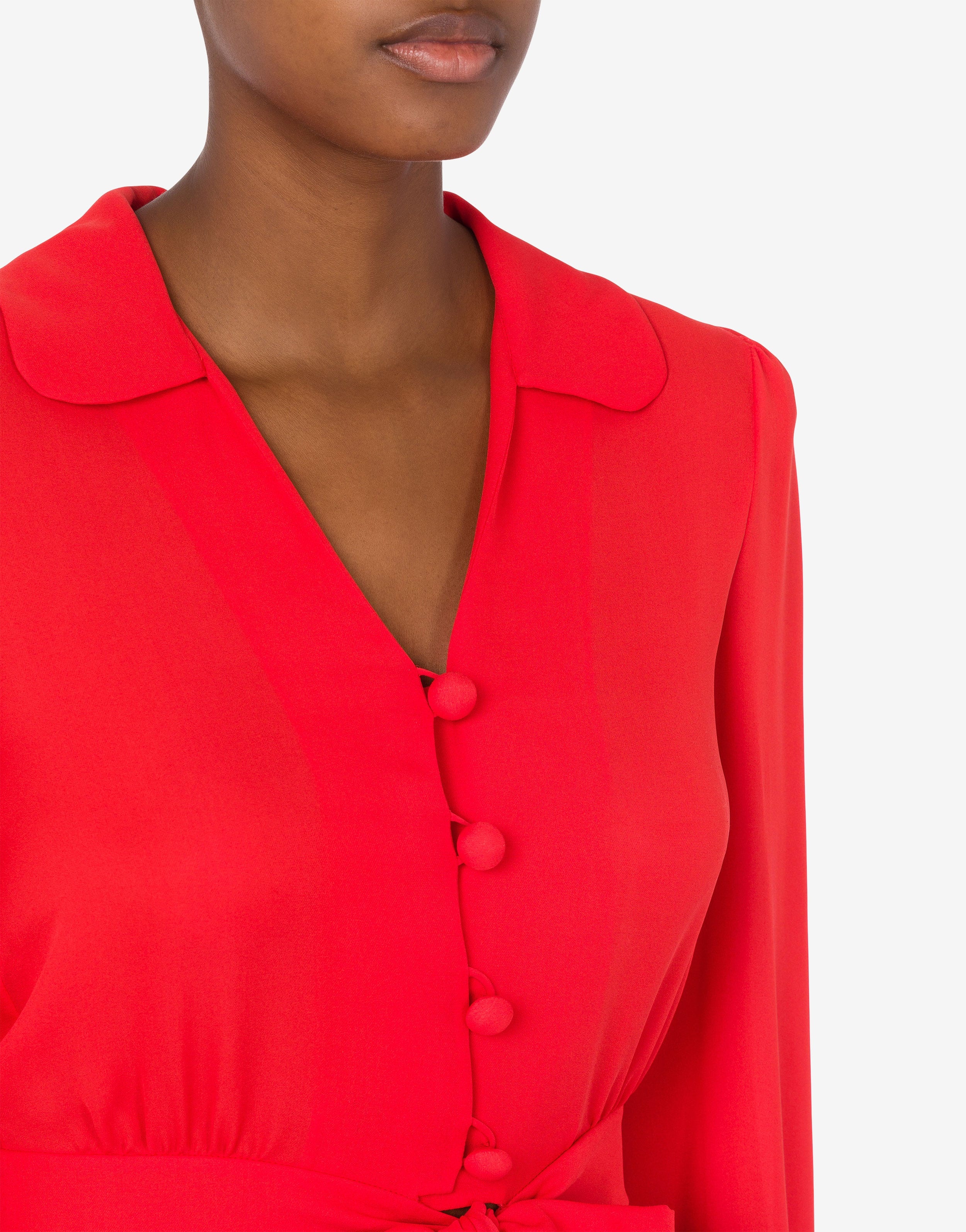 CROPPED SILK CHARMEUSE SHIRT - 4