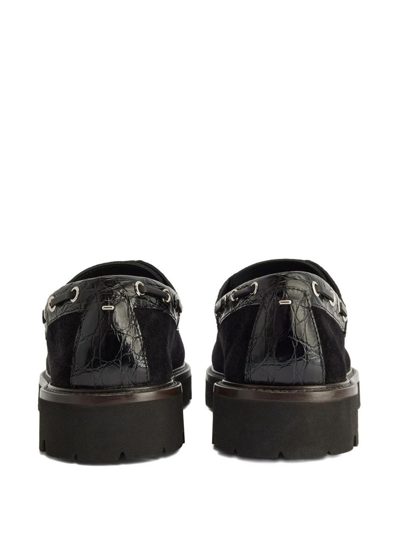 Giuseppe Zanotti crocodile-effect suede lace-up boat shoes outlook