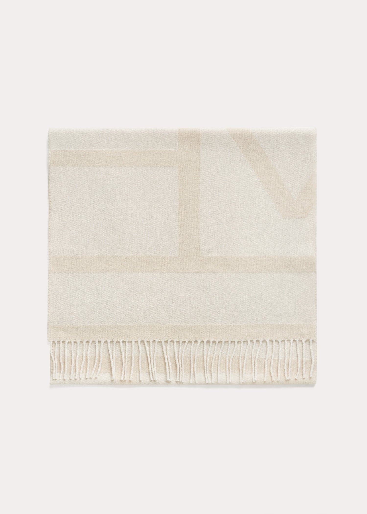 Monogram jacquard wool scarf eggnog - 6