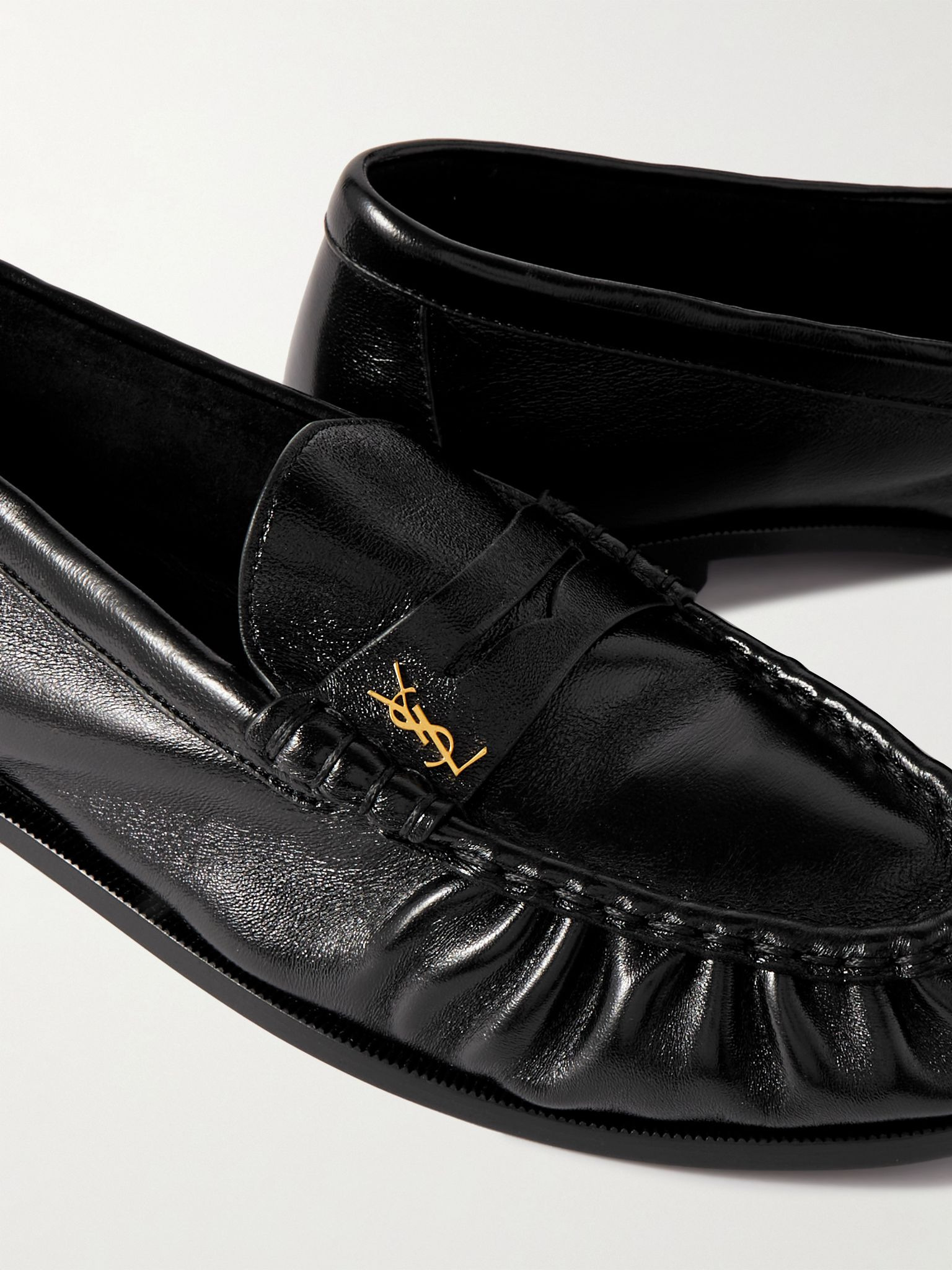 Le Loafer Monogram Logo-Appliquéd Leather Penny Loafers Black - 5