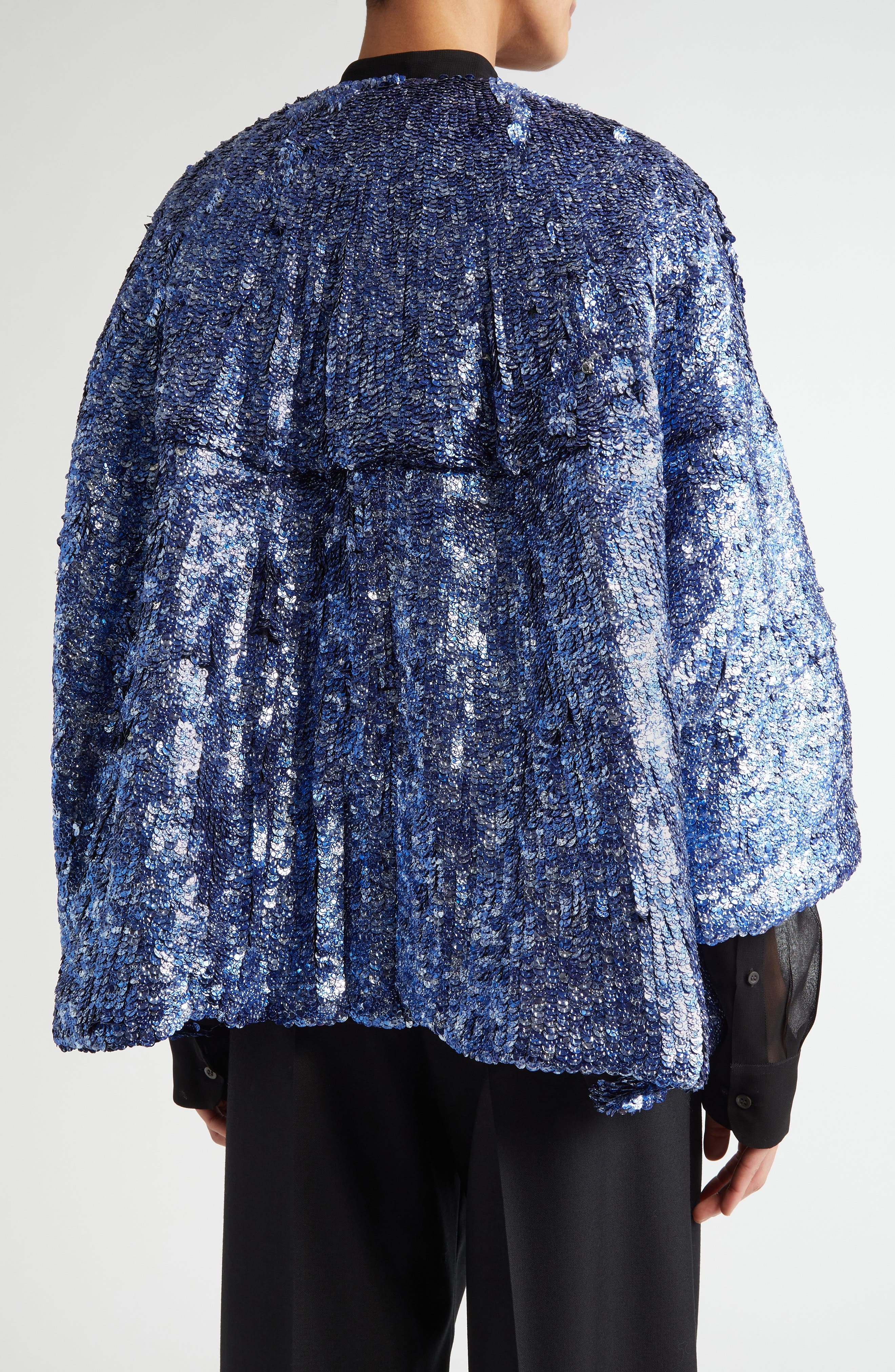 Dries Van Noten Embellished Cocoon Jacket in Blue at Nordstrom - 3