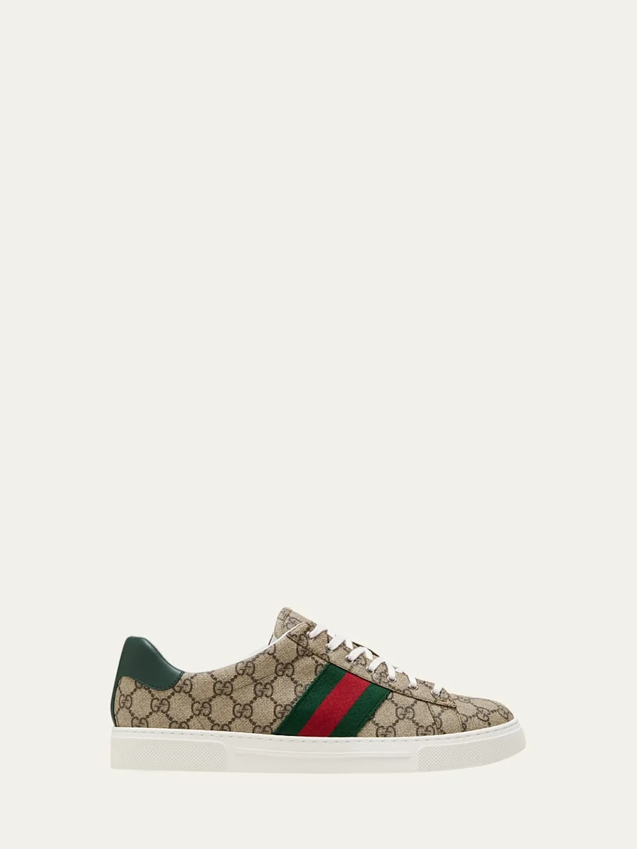 Men's Gucci Ace Low-Top Sneakers with Web - 1