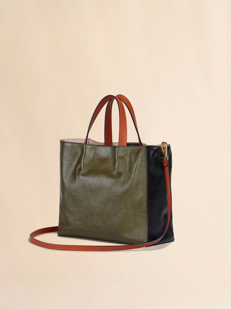 Marni MUSEO SOFT SMALL BAG IN BLACK AND GREEN LEATHER outlook