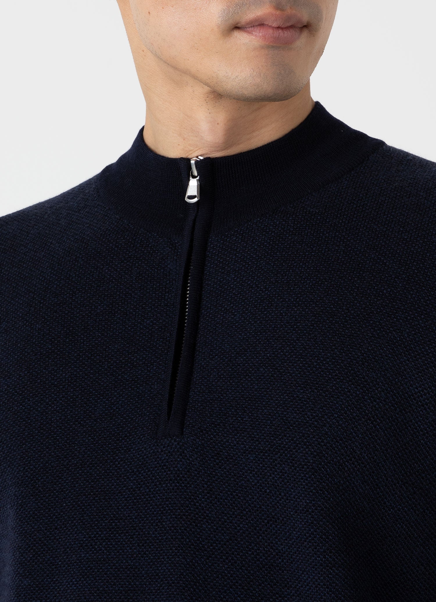Merino Honeycomb Zip Neck Jumper - 6