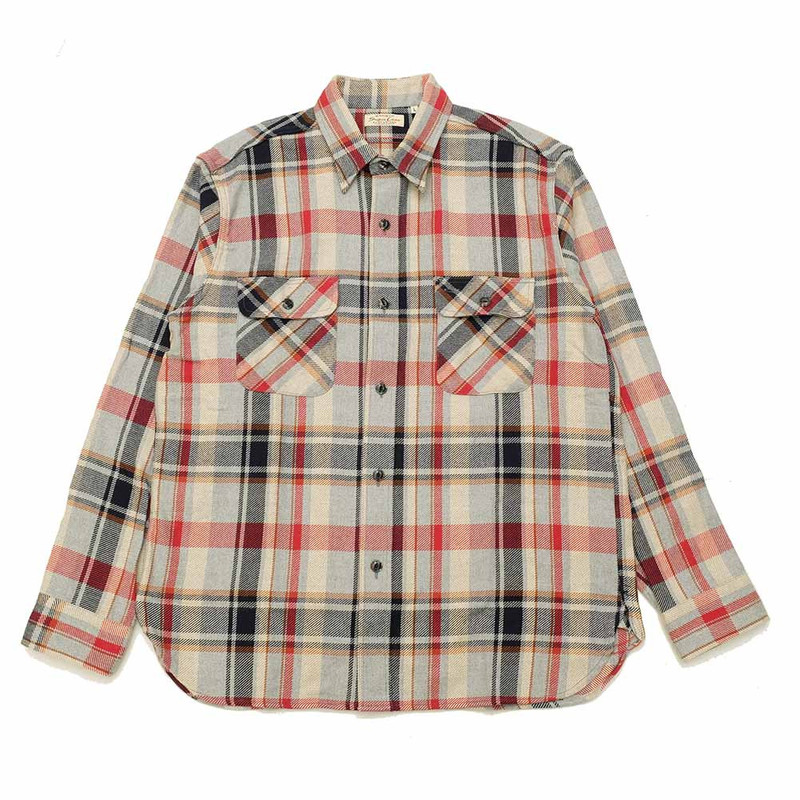 SUGAR CANE FICTION ROMANCE - TOP GRAY PLAID L/S WORK SHIRTS-  with MARBLE BUTTON - SC28963 outlook