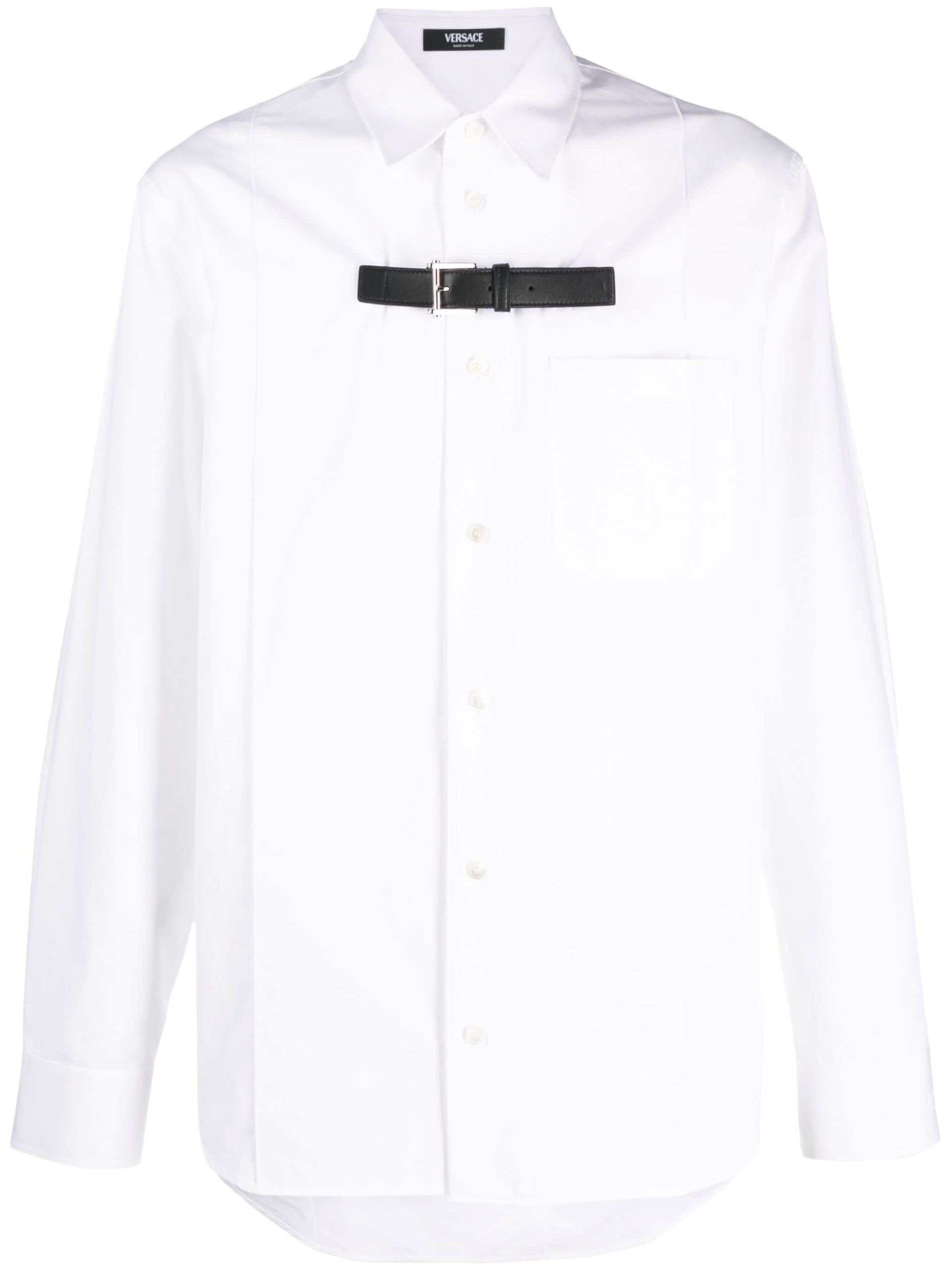 White Buckle Detail Cotton Shirt - 1