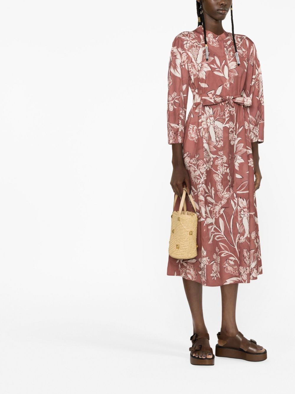 floral-print shirt dress - 2