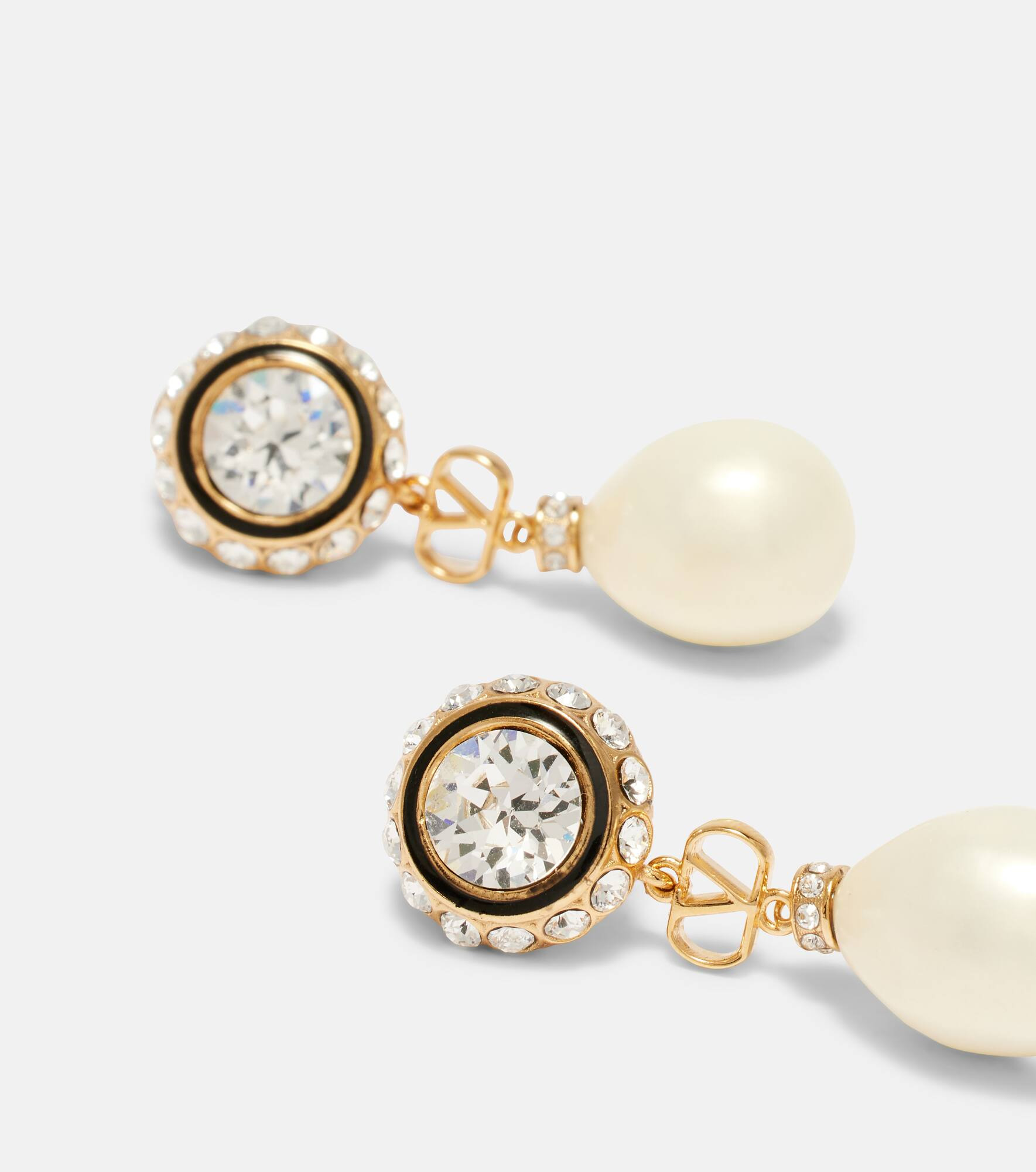 VLogo embellished drop earrings - 4