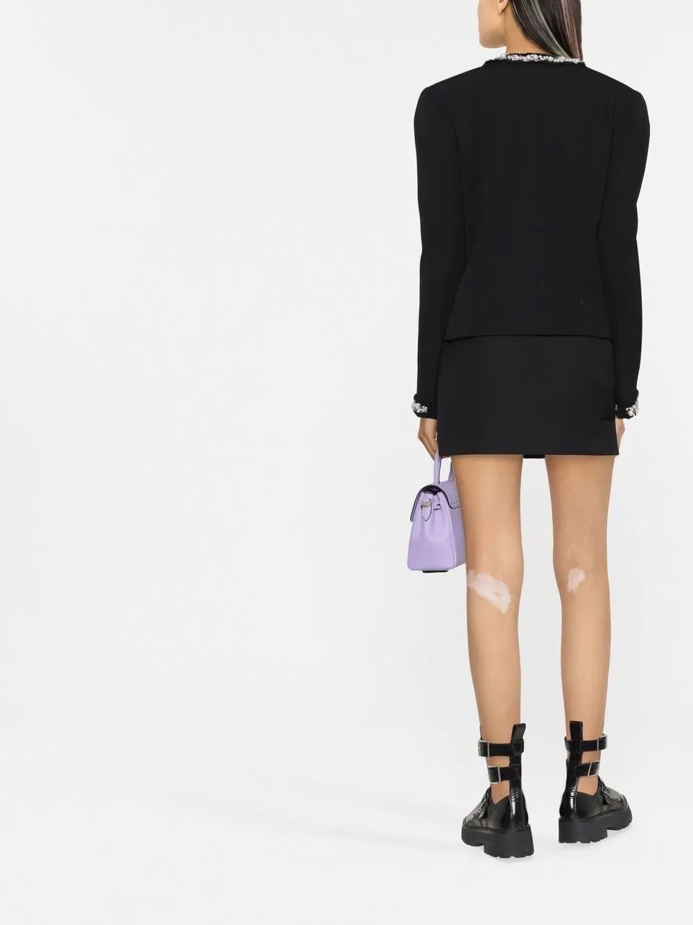 pearl-trim oversized jacket - 4