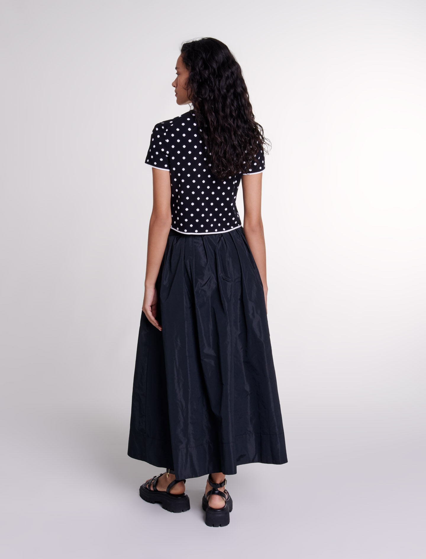 Long skirt with contrast waistband - 4