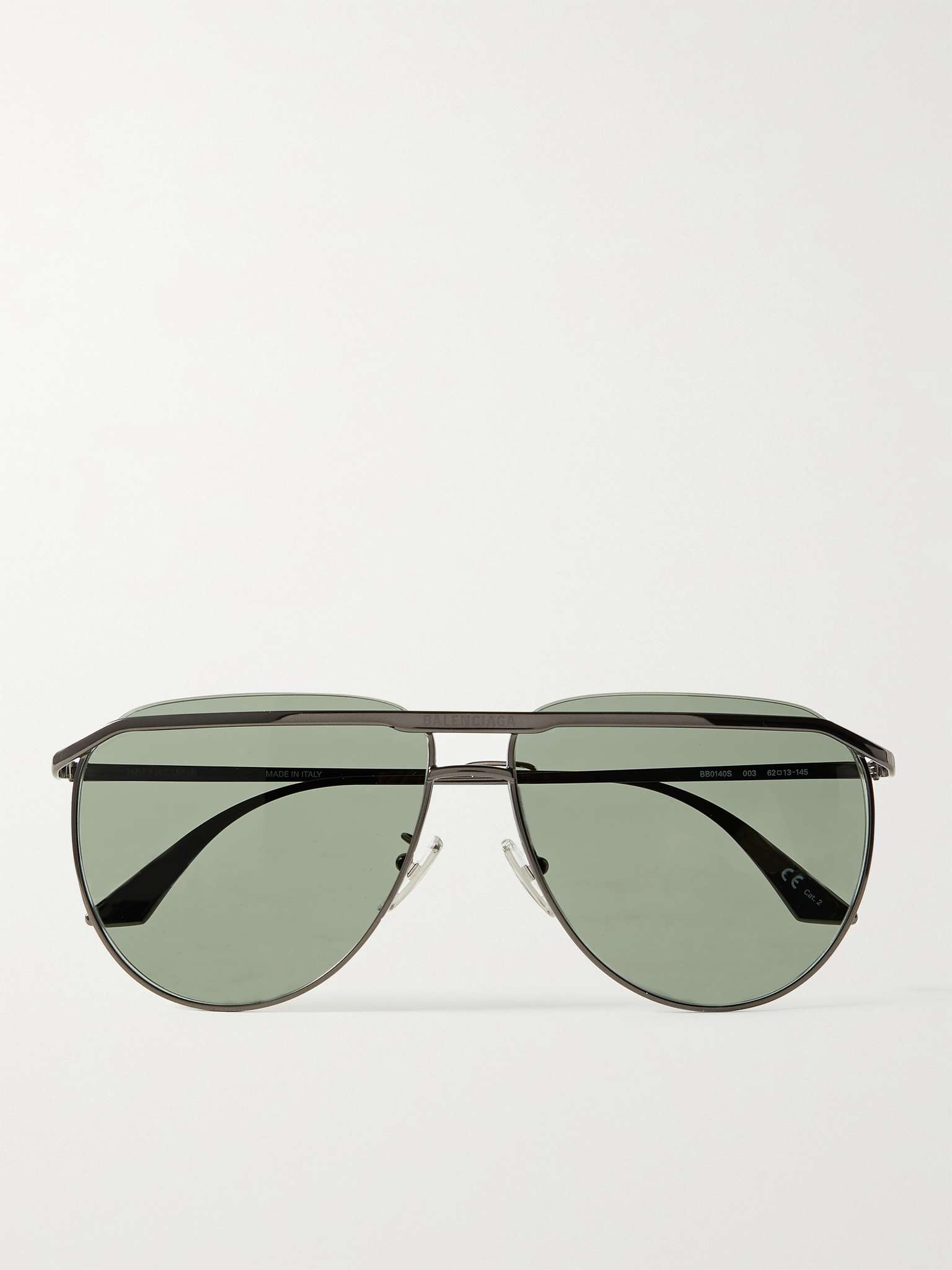 Aviator-Style Logo-Engraved Gunmetal-Tone Sunglasses - 1