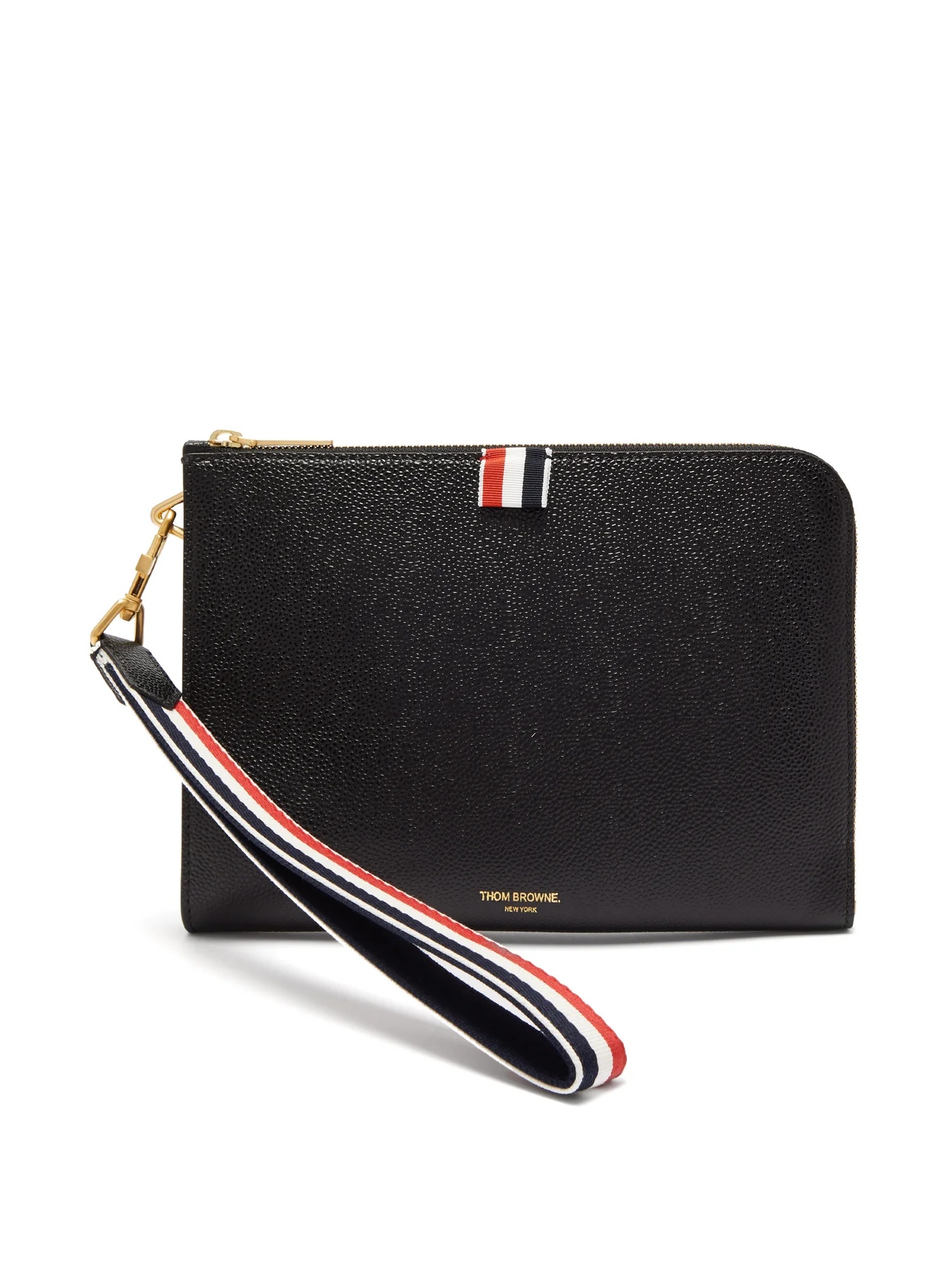 Tricolour-wristlet grained-leather folio pouch - 1