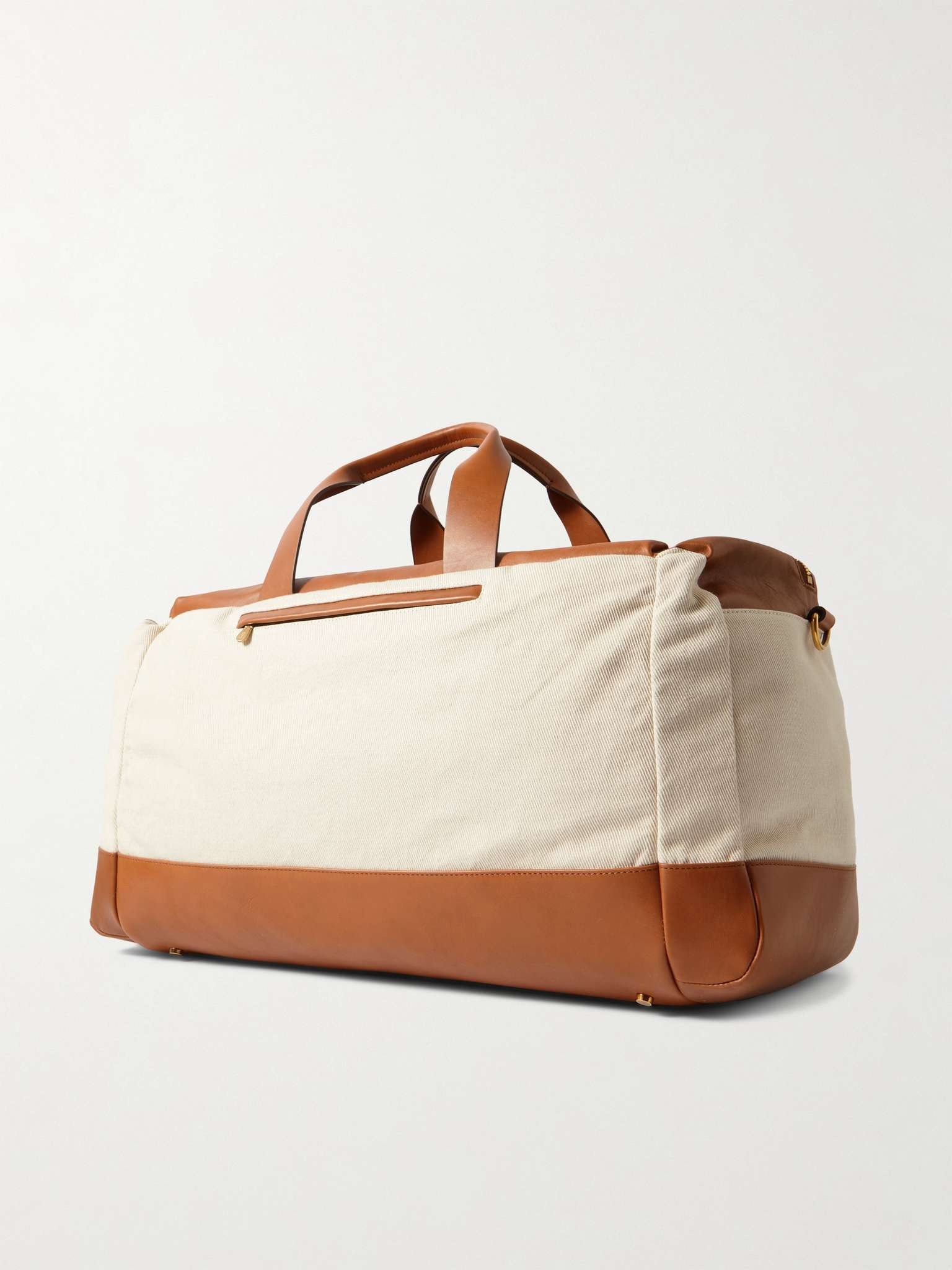 Leather-Trimmed Cotton and Linen-Blend Canvas Duffle Bag - 4