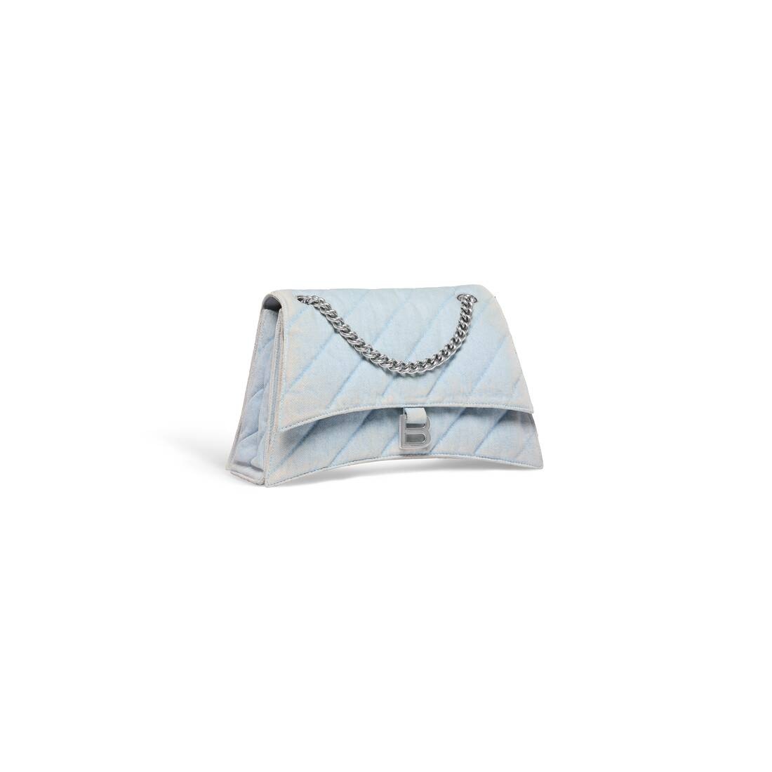 Women's Crush Medium Chain Bag Quilted Denim in Light Blue - 5