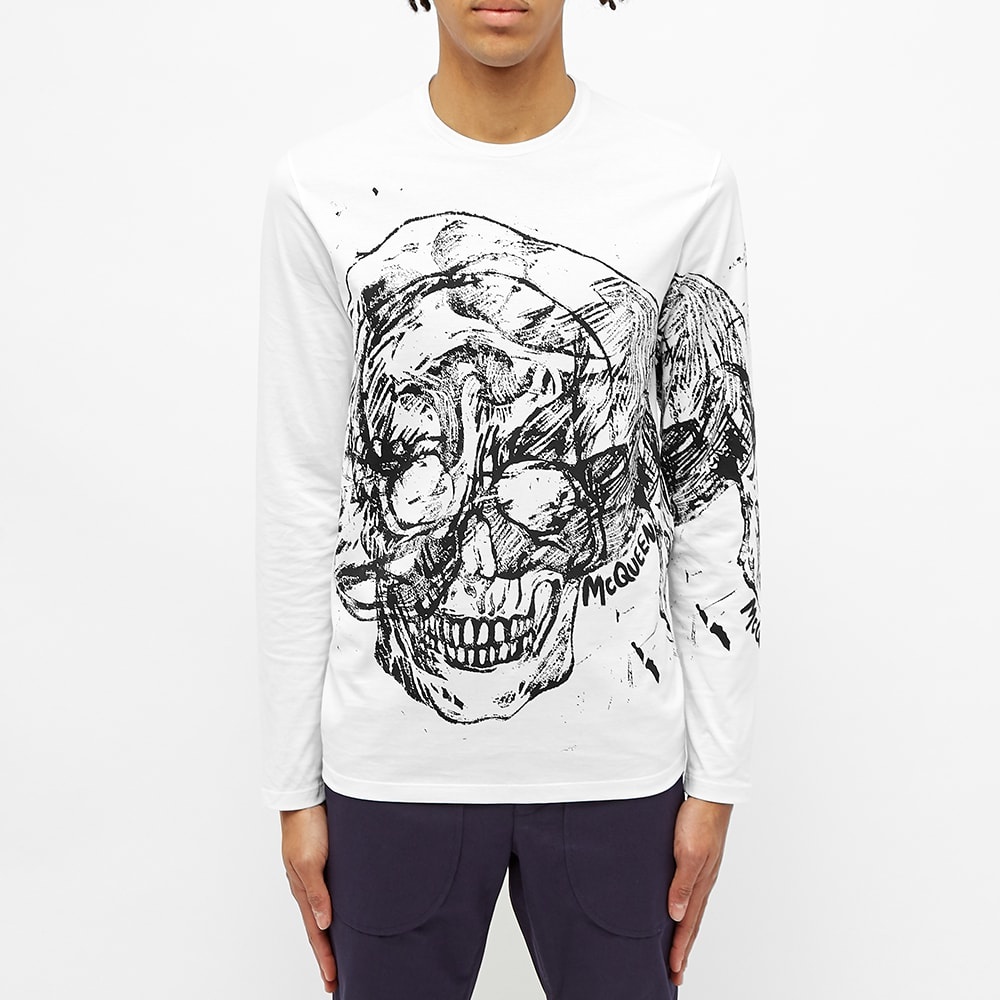 Alexander McQueen Long Sleeve Scribble Skull Tee - 4