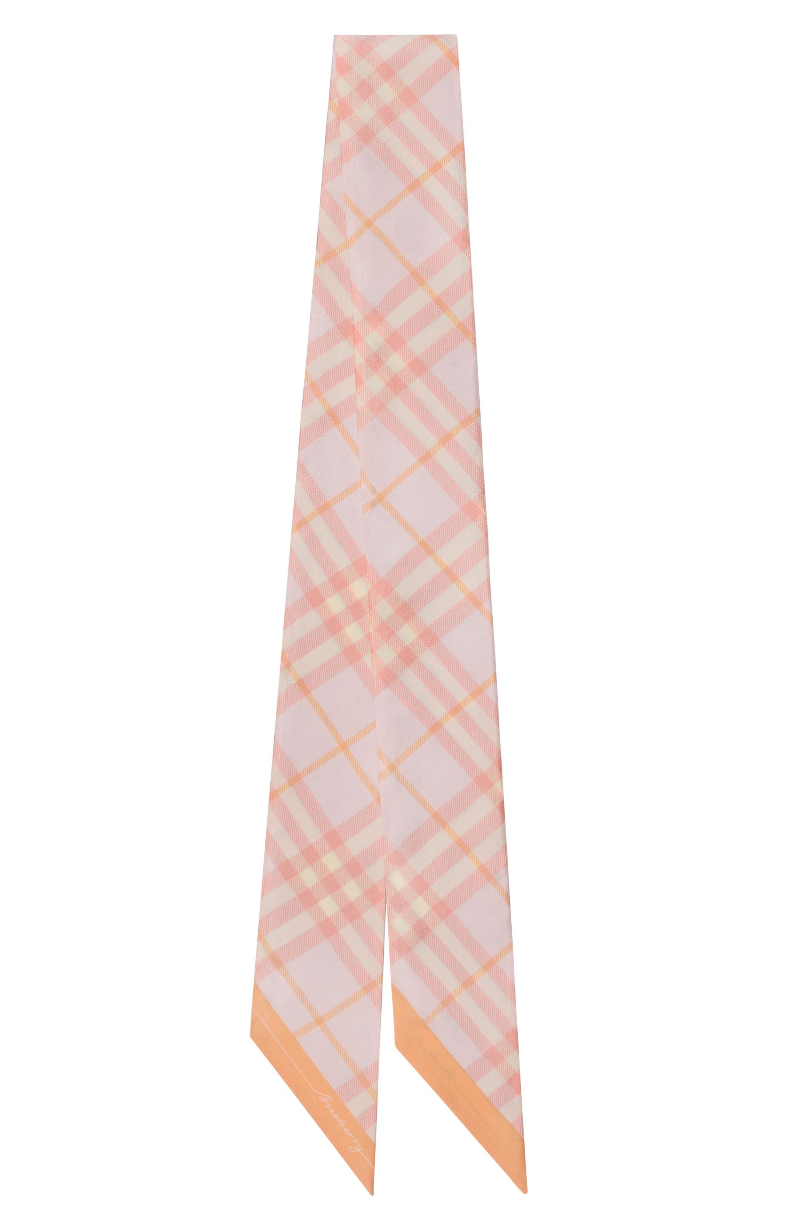 burberry Check Silk Twill Skinny Scarf in Sugar/Hume at Nordstrom - 1