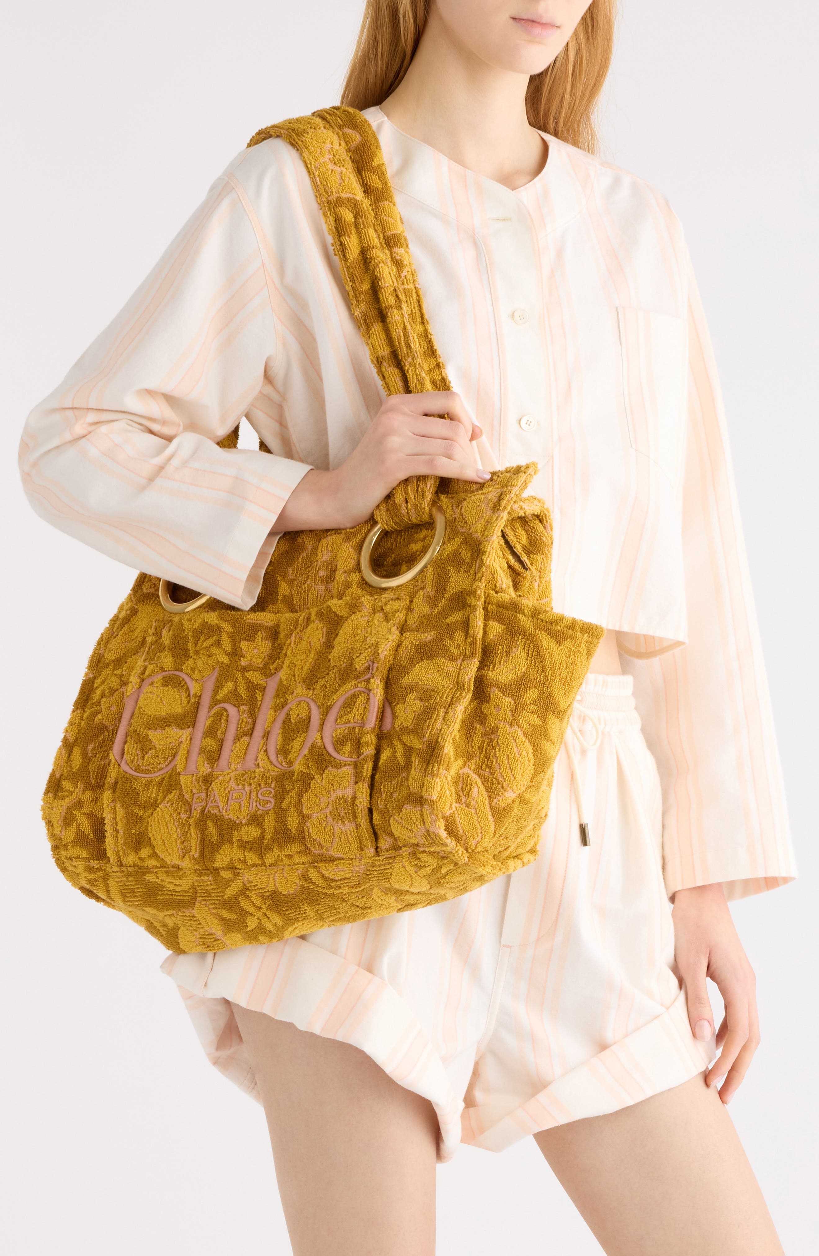 Chloé Large Plage Terry Cloth Tote in Gold Khaki at Nordstrom - 2