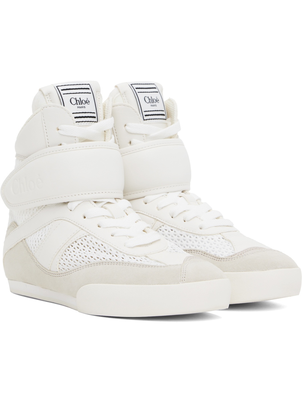 White & Beige 'Chloé Kick' Sneakers - 4