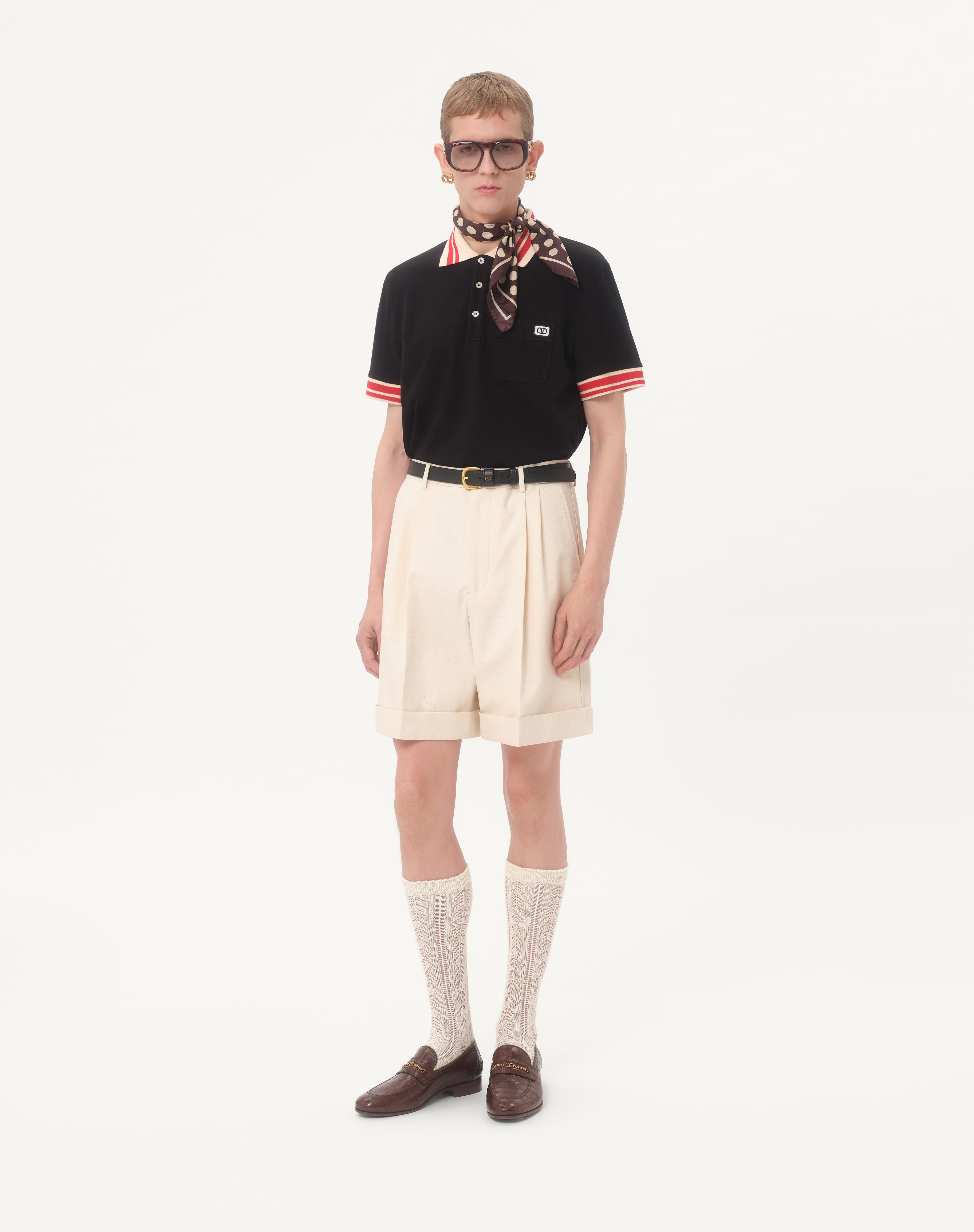 COTTON PIQUÉ POLO SHIRT WITH VLOGO PATCH - 2