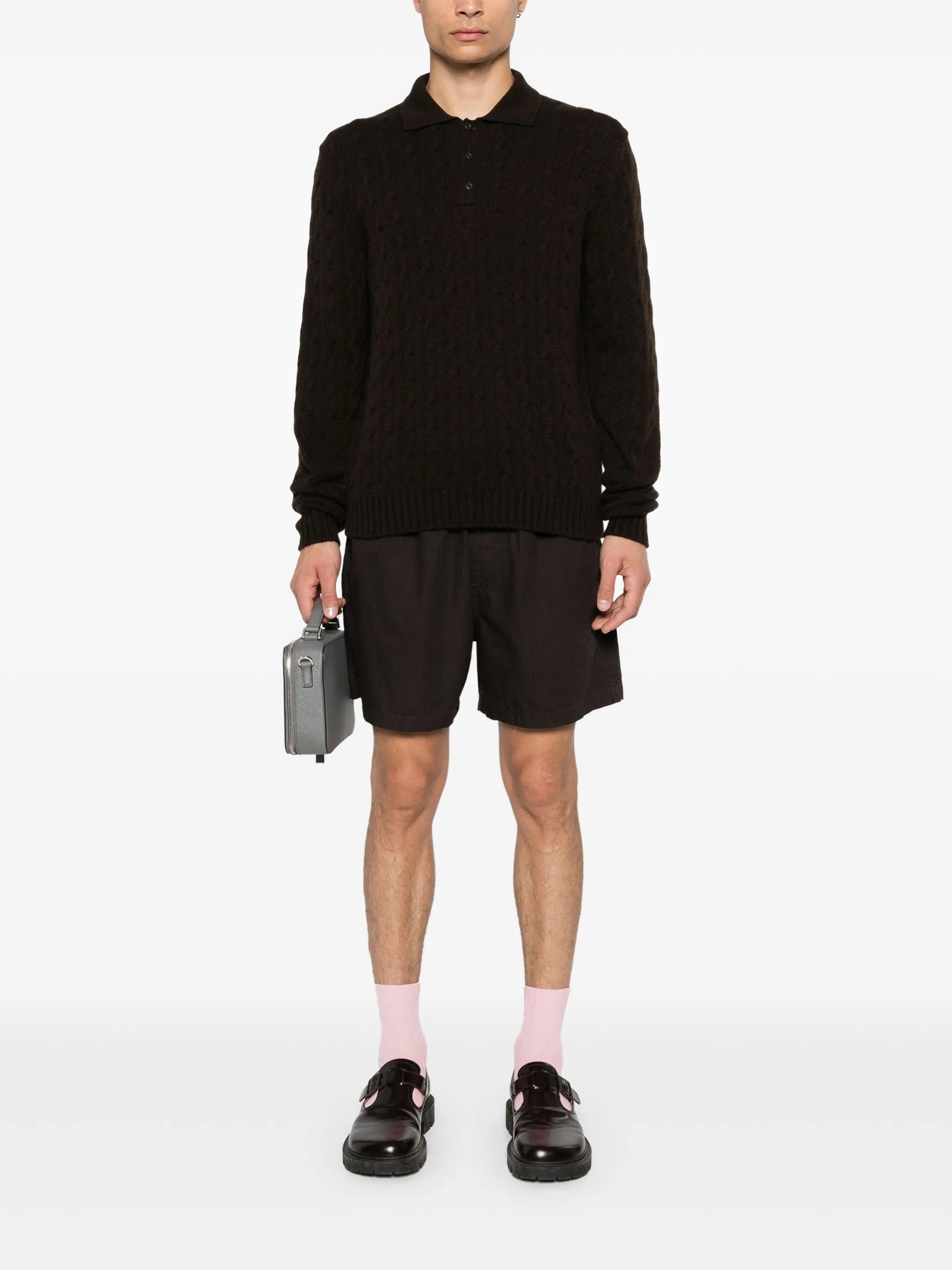 Cable-knit Polo Sweater - 5