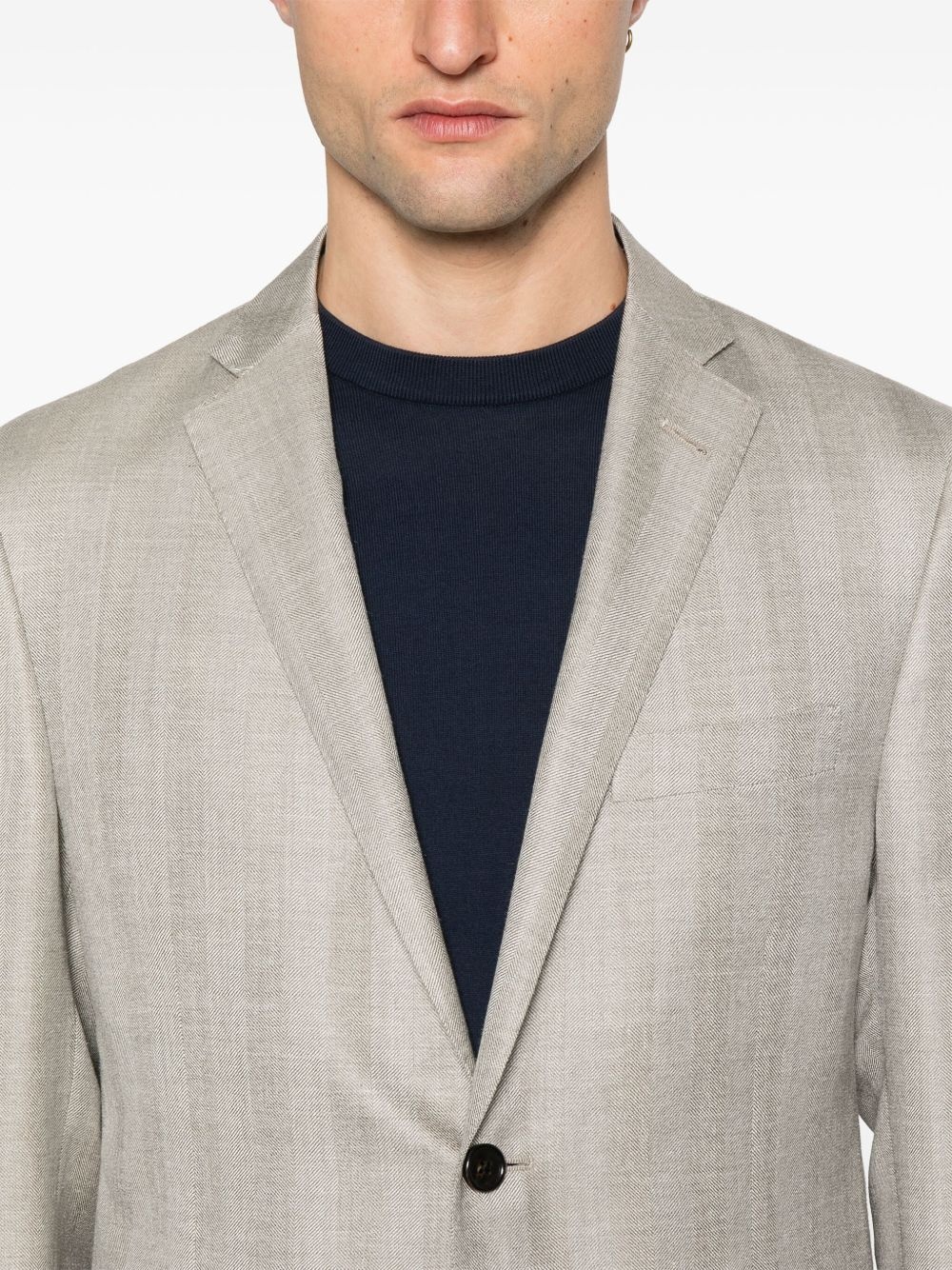 herringbone-pattern blazer - 5