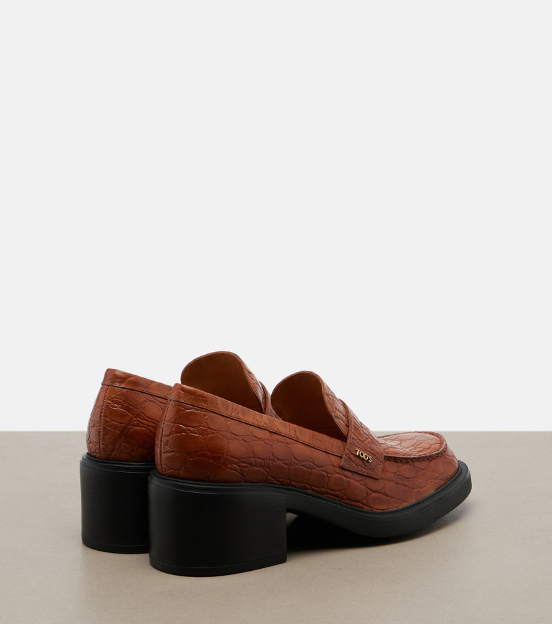 Tod's Croc-effect leather loafer pumps outlook
