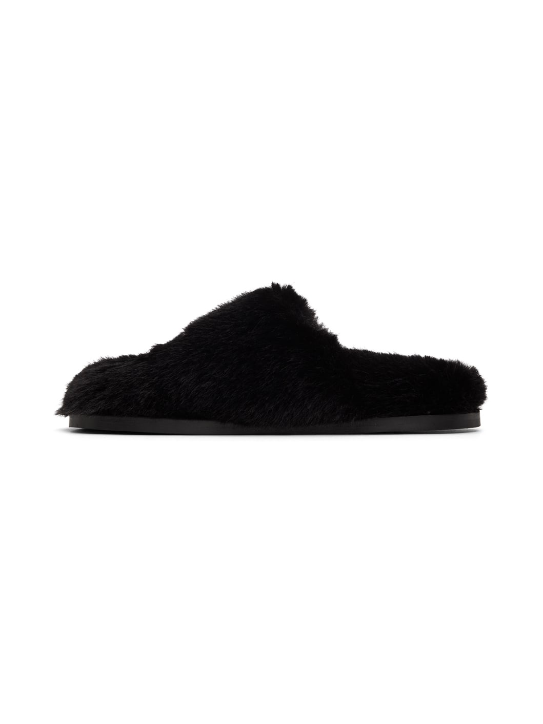 Black Embellished Furry Slippers - 3