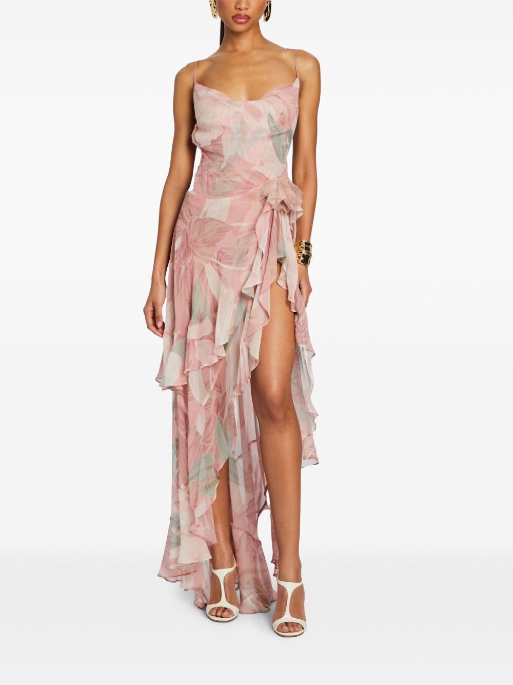 Samara floral-print ruffled silk dress - 2