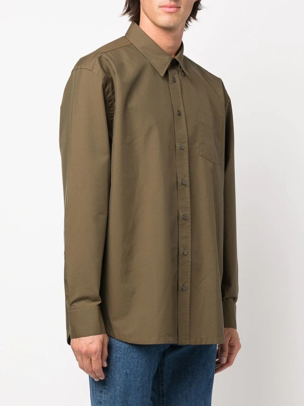 x A.P.C. long-sleeve embroidered-logo shirt - 3