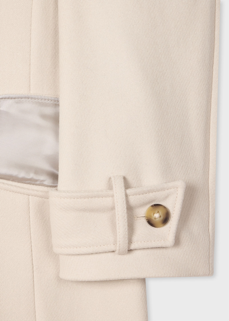 Women's Cream Double-Breasted Wool-Cashmere Coat 3