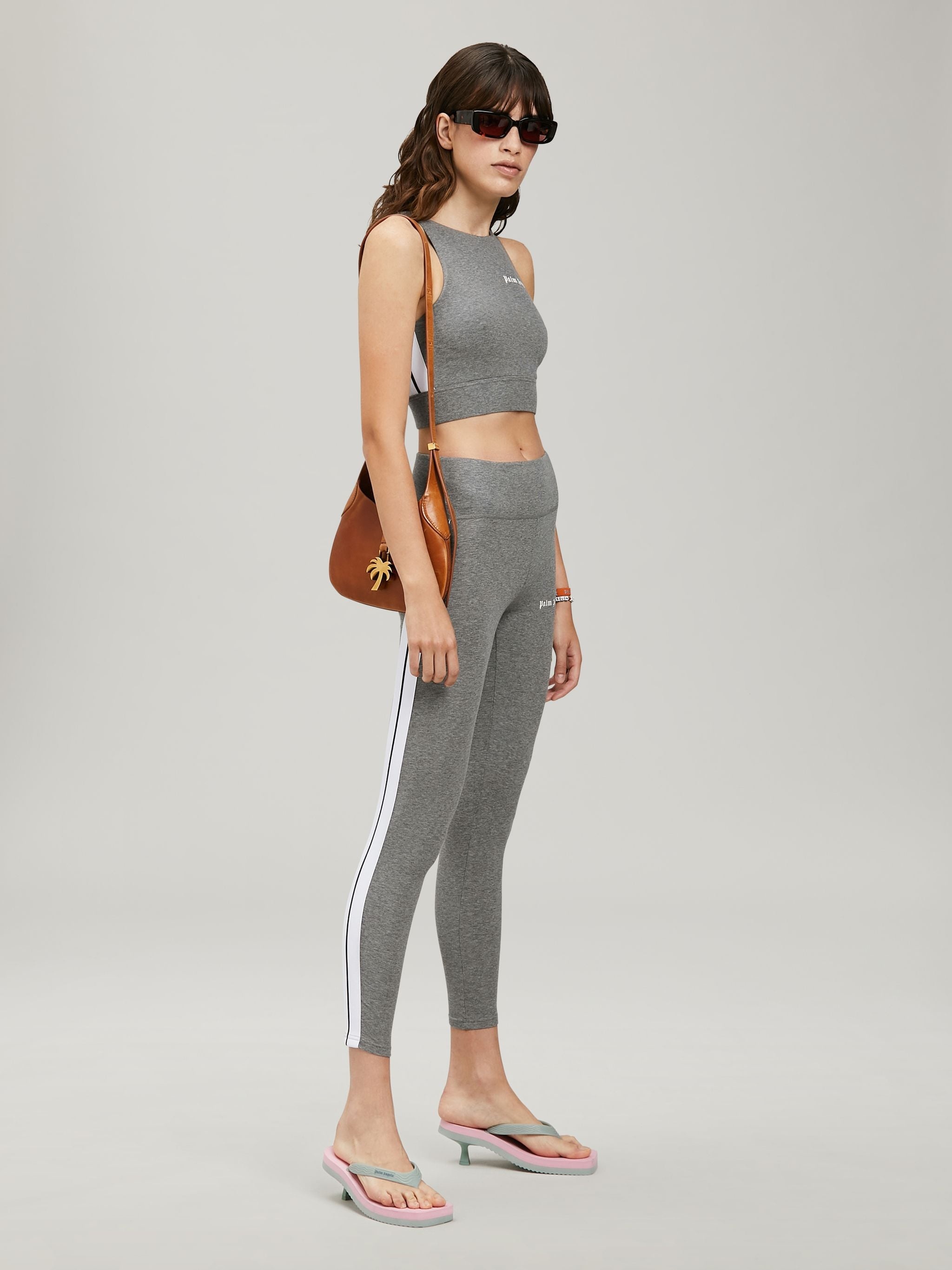 MELANGE GREY TRACK LEGGINGS - 2