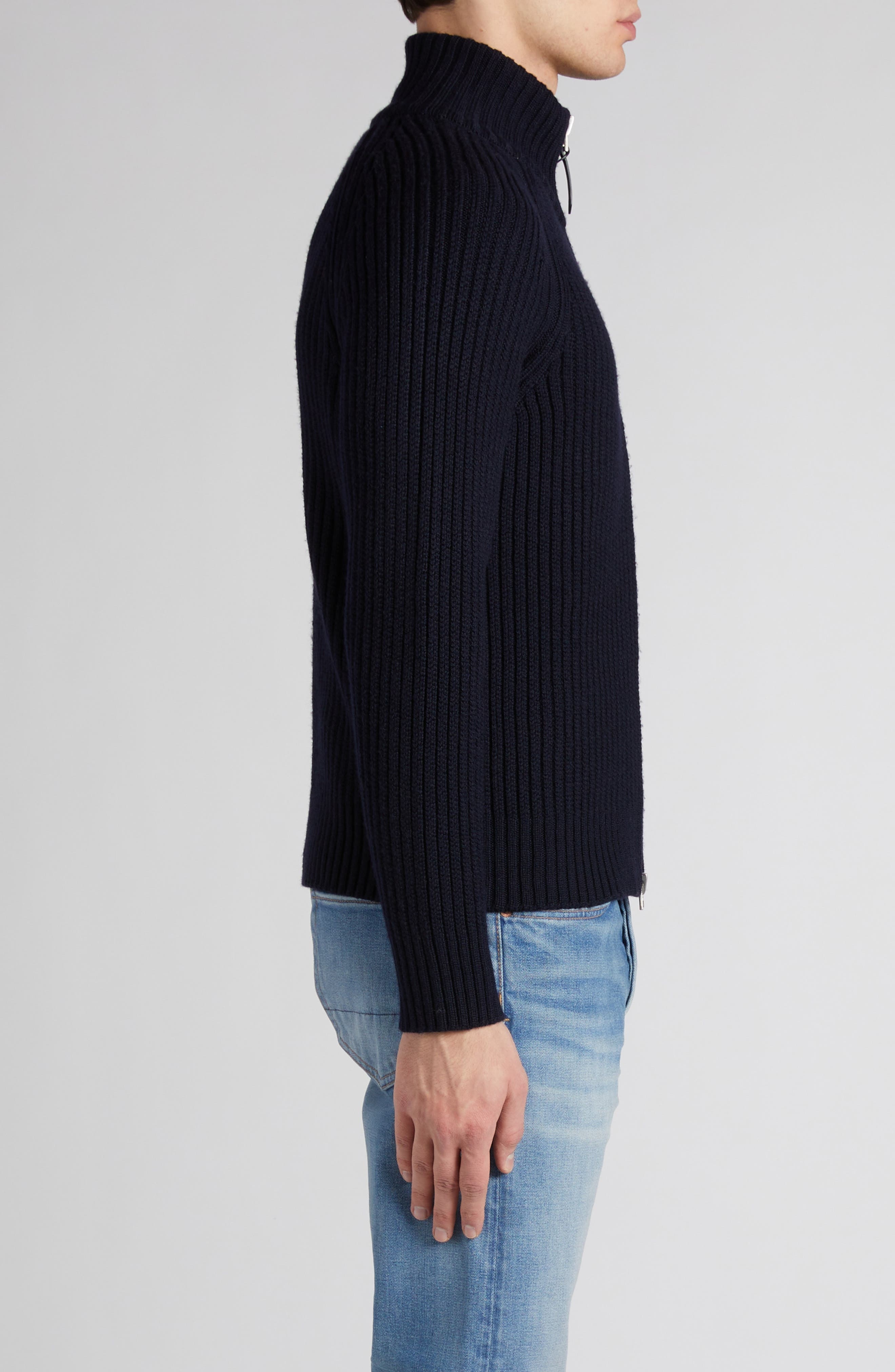 TOM FORD Wool & Cashmere Zip Front Cardigan in Midnight Navy at Nordstrom - 4