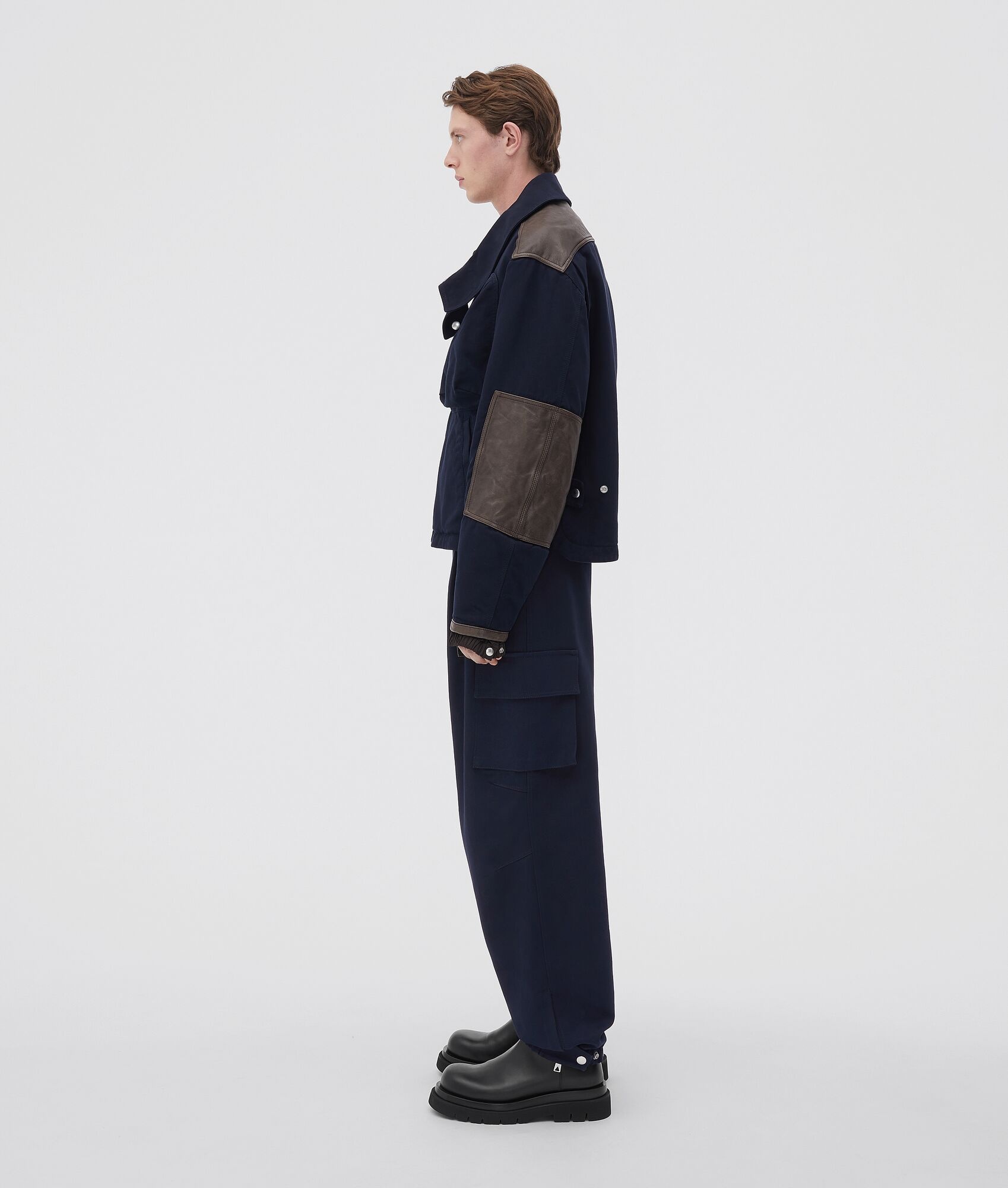 double cotton canvas jacket with leather details - 2