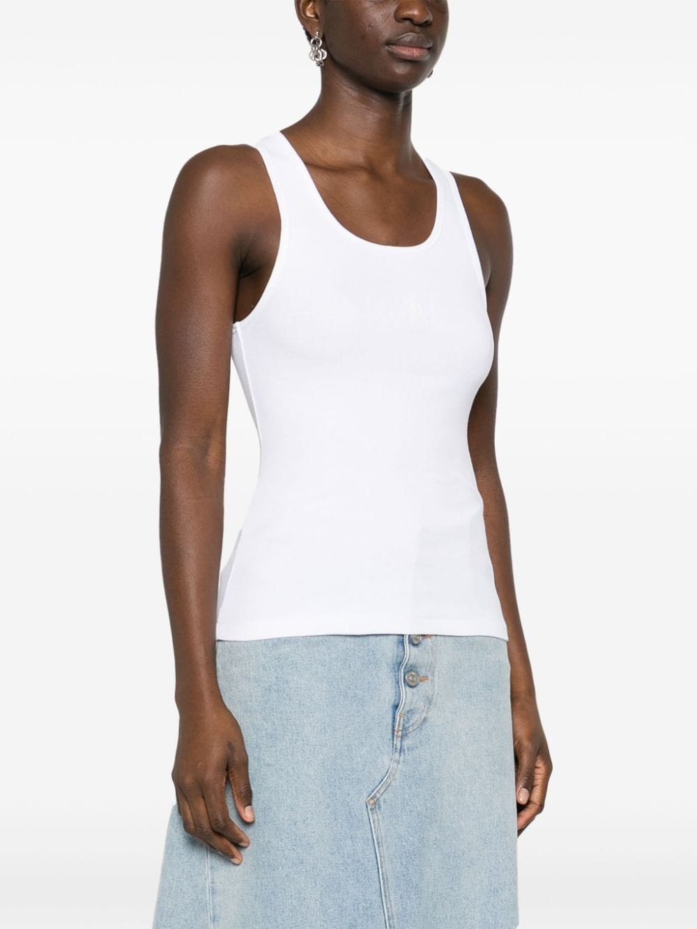 numbers-motif ribbed tank top - 3