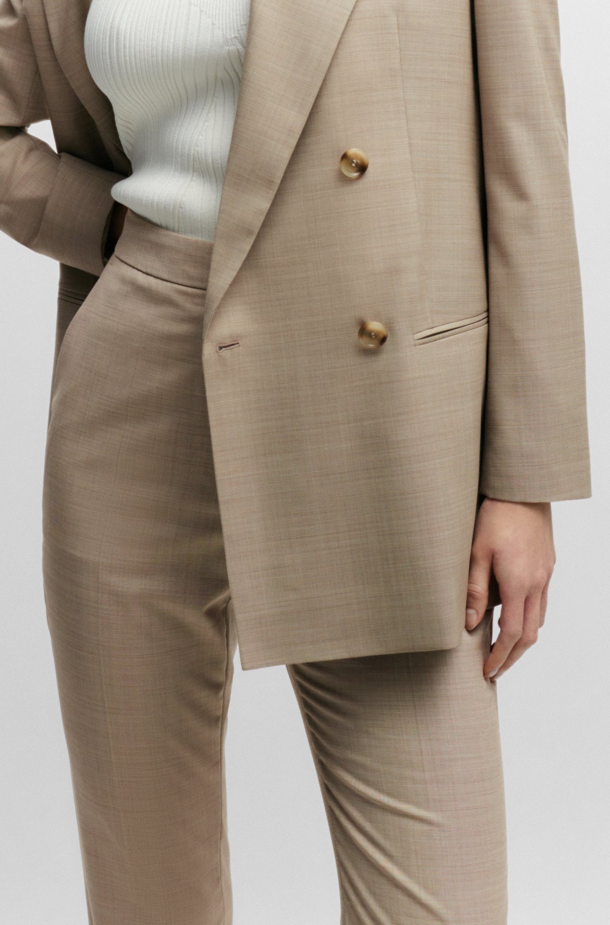 SLIM-FIT TROUSERS IN ITALIAN VIRGIN-WOOL SHARKSKIN - 5