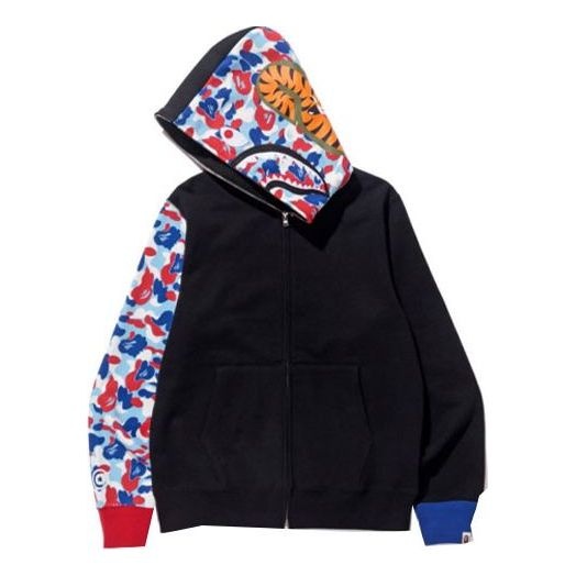 A Bathing Ape Shark Camo Paris Limited Full Zip Hoodie 'Black' 001ZPD701034X - 1