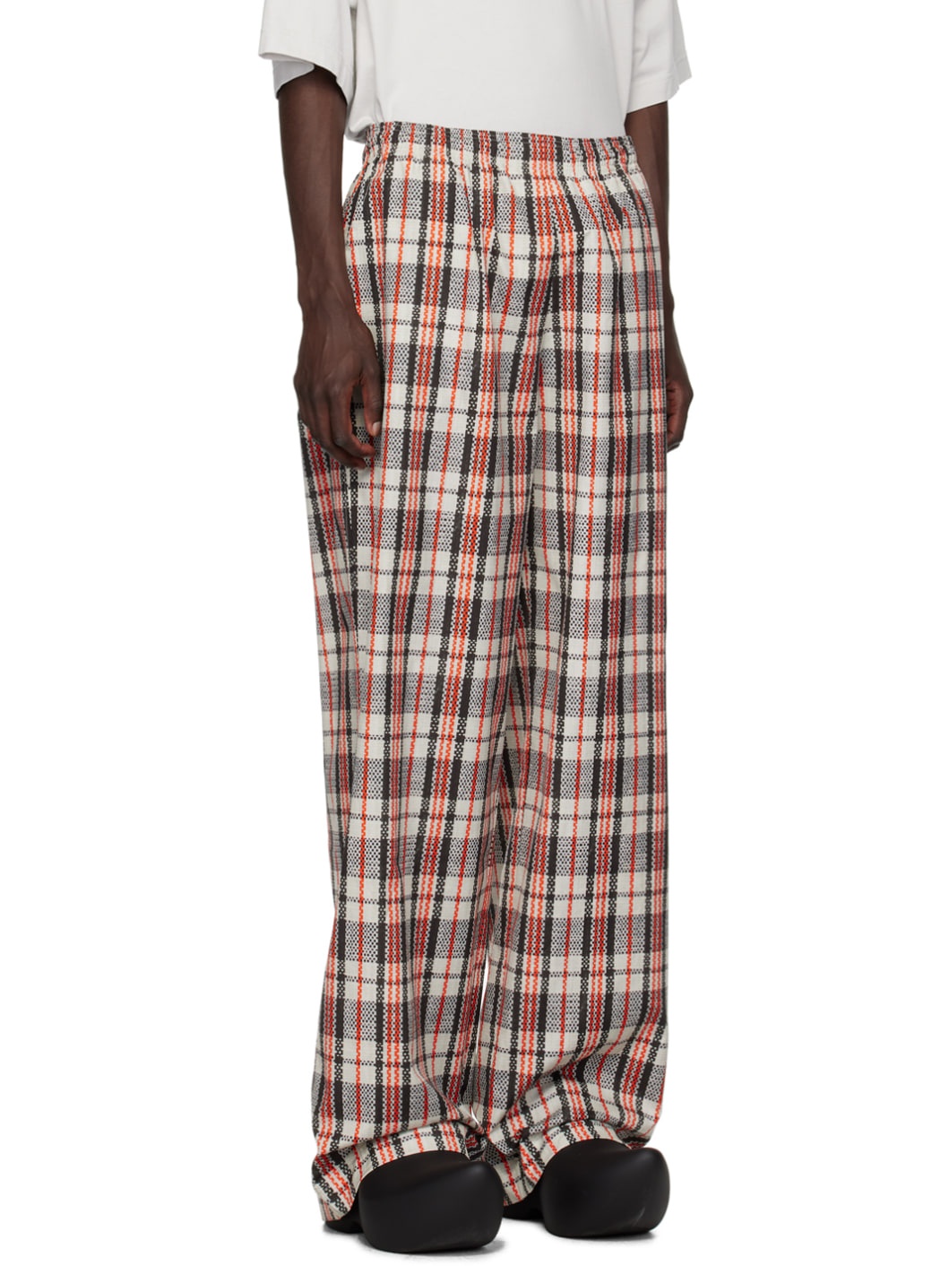 Gray & Orange Check Sweatpants - 2