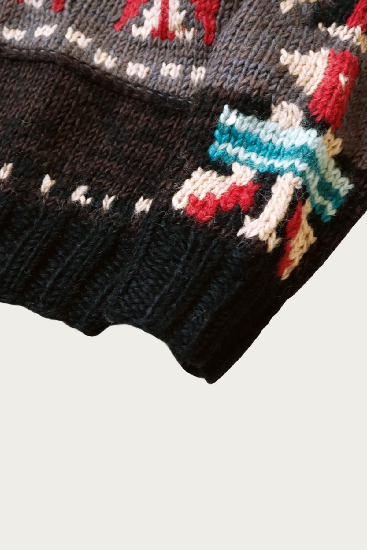 Hand Knit STD Cowichan Crew Sweater - Charcoal - 6